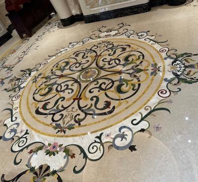 China Indoor and Outdoor Modern Waterjet Medallion Floor Marble Decoration Cut to Size Marble for sale