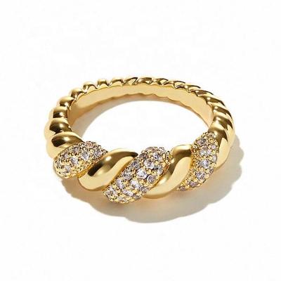 China Vintage Gemnel Women Jewelry Accessories Vintage Style 18k Gold Plated Silver High Grade Sparkly Cubic Zirconia Twist Rope Ring for sale