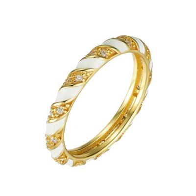 China Gemnel Best Style Minimal Minimal Price Stacking Jewelry Ring Enamel Sparkle White Diamonds Twist Rope Band Women Ring for sale