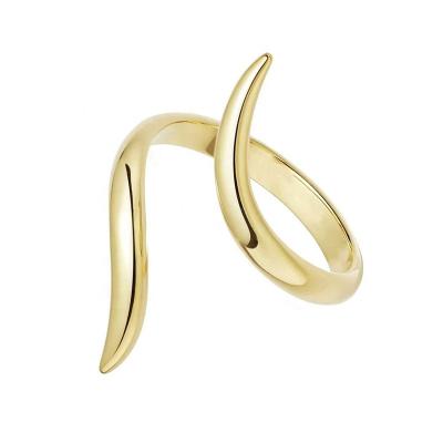 China Gemnel Fashionable Hot Sale 925 Silver Jewelry Gold Plated Single Wrap Open Adjustable Coil Tusk Ring for sale