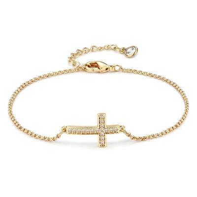 China CLASSIC 14k Gold Silver Jesus Christ Gemnel 925 Cross Bracelet For Women for sale