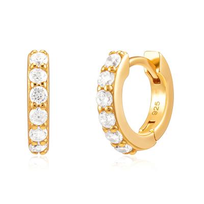 China Gemnel CLASSIC handmade silver 925 18k gold trillion diamond zircon small huggie circle earrings for sale