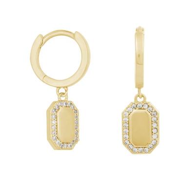 China TRENDY Classic Gemnel Charms Tags 925 Sterling Silver Handmade Diamond Gold Circle Earrings for sale