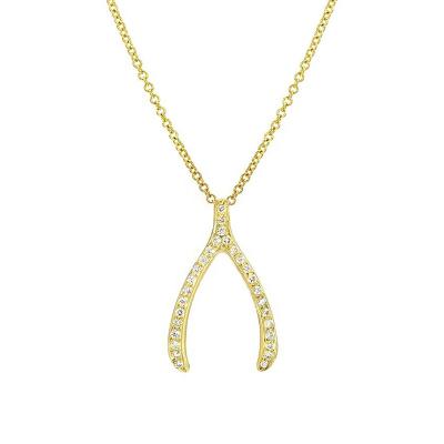 China FASHIONABLE Gemnel New Arrival 925 Sterling Silver Jewelry Gold Plated Diamond Fork Daily Wear Pendant Necklace for sale