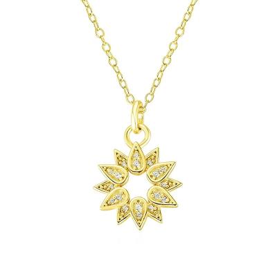 China FASHIONABLE Gemnel luxury women 925 silver gold plated claw setting zircons jewelry 14k flower pendant necklace for sale