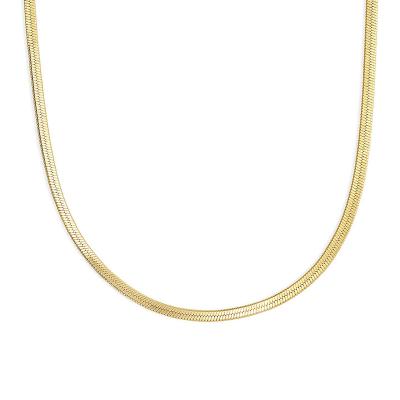 China Gemnel 925 18k Gold Chain Snake Fashionable Hot Selling Solid Sterling Silver Classic Fishbone Necklace for sale