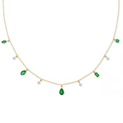 China Gold Vermeil Zircon Jewelry 5A Fashionable Mini Pendant Green Gemnel Baguette Necklace for sale