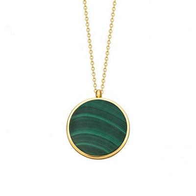 China Gemnel FASHIONABLE Fashion Jewelry 925 Silver Gold Plated Custom Pearlescent Malachite Pendant Necklace for sale