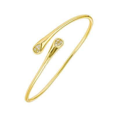 China FASHIONABLE Gemnel High Quality 925 Sterling Silver Jewelry Gold Plated Diamond Women Cuff Bracelet Adjustable for sale