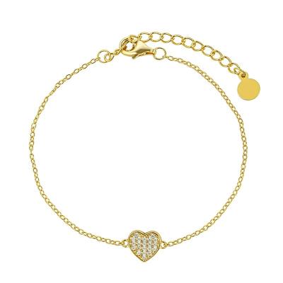 China Gemnel TRENDY Simple Fashion 925 Silver Jewelry 18k Gold Plated Diamond Heart Adjustable Bracelet For Women for sale