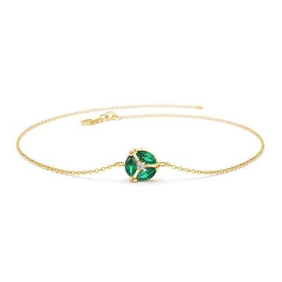 China FASHIONABLE Luxury Gemnel Fashion Jewelry 925 Marquis Group Chain Link Green Silver Gold Plated Adjustable Bracelet for sale