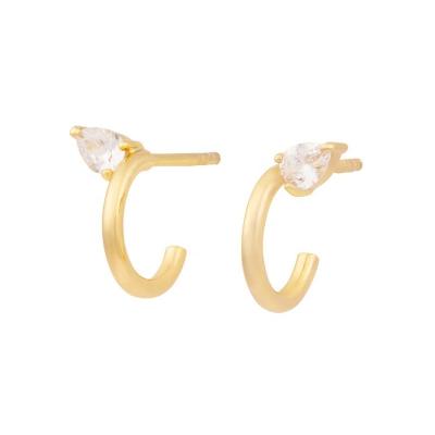 China FASHIONABLE Gemnel CZ Small Teardrop Hypoallergenic 18k Gold Plated 18k Gold Plated Hoops Earrings for sale