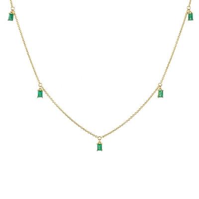 China FASHIONABLE Small Baguette Charm Green Gemnel Green Necklace For Women for sale