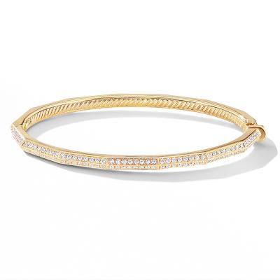 China CLASSIC High Quality Zircon 18k 5A Gold Plated Gemnel 925 Sterling Silver Bamboo Bangle Bracelet for sale