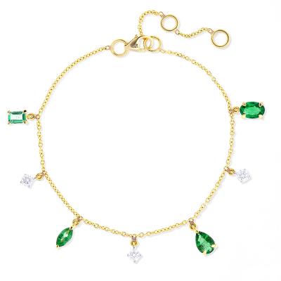 China Gemnel CLASSICS Fashion 925 Sterling Silver Green Baguette Marquis CZ Bracelet Latest for sale