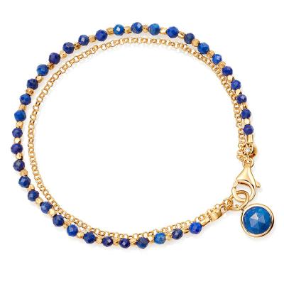 China Gemnel CLASSIC 18k Gold 925 Lazuli Gemstone High Quality Sterling Silver Natural Stone Bracelet for sale