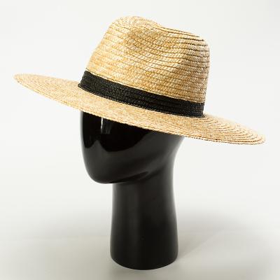 China Tone Wheat Straw Fedora Beach Sun Summer Europe and America Single Men's Women's Two Striped Unisex Hat for sale