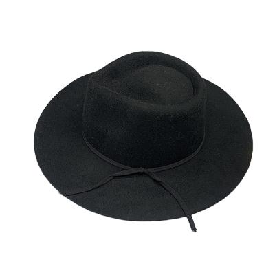 China Fashion\comfortable\durable wide brim women's plain wool felt hat fall and winter brim felt top hats for sale