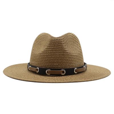 China Wholesale Cheap Striped Women Wide Brim Sombrero Beach Hat Summer Sun Hat Wide Panama Foldable Fedora Straw Hat for sale