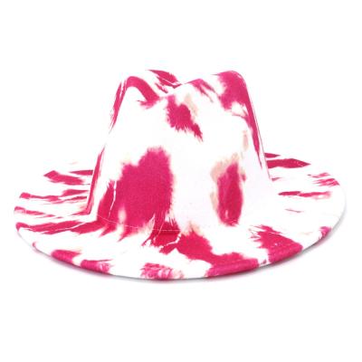 China New Wholesale Color Picture Printing Flat Brim Fedora Hat For Unisex Women Men Fashion Outdoor Dress for sale