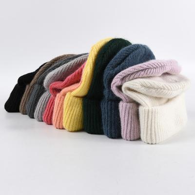 China Wholesale COMMON Soft Warm Robe Colorful Rabbit Fur Angora Knitted Beanie Hat Cap for sale