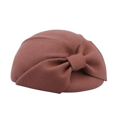 China Plush Custom Design Elegant Fashion Woman Winter Merino Wool Felt Beret Hat for sale