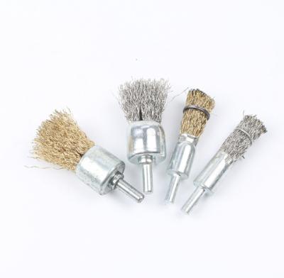 China Stainless Steel Wire Brass Metal End Polishing Polishing Polishing Brush with Round Leg Pin Accessories Tools for Power Drills Rust Removal for sale