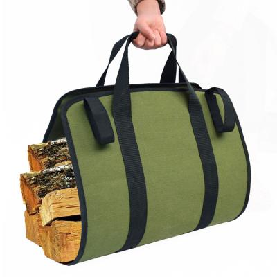 China Durable Outdoor Durable Canvas Firewood Log Rack Carrier Tote Bag for sale