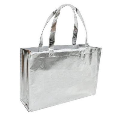 China Reusable Customizable Silver Tote Laminated Non Woven Metallic Shopping Bag for sale