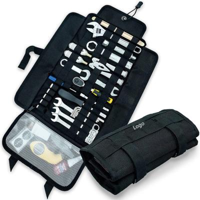 China Roll Up Polyester Hanging Pendant Tactical Molle Motorcycle Tool Organizer Roll Up Bag For Wrenches And Screwdrivers for sale