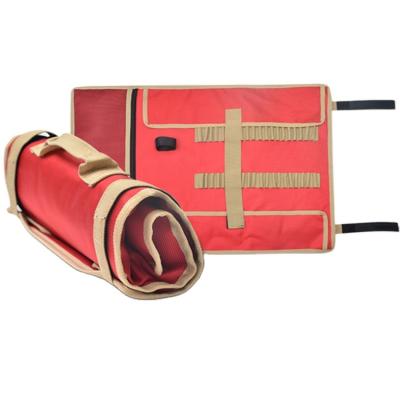 China Portable large capacity outdoor camping polyester roll storage tool bag for tent nail hammer for sale