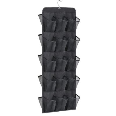 China Large Folding Double Sided 30 Pockets Hanging Shoe Rack Storage Organizer Bag With Revolving Hanger for sale