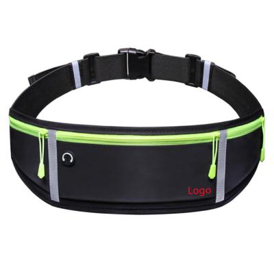 China Reflective Zipper Pocket Water Proof Tape Waist Pack Walking Running Recycling Bag With Elastic Strap for sale