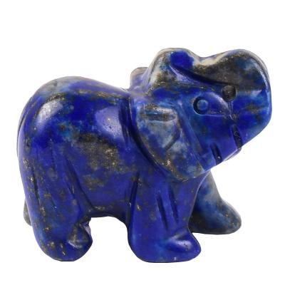 China Europe Lapis Lazuli Mini Elephant Statue Natural Stone Hand Craved Reiki Healing Jewelry Accessories Chakra Feng Shui Figurine Decor for sale