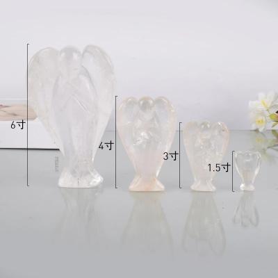 China Europe Large Size Angel Crystal Craft Natural Rock Quartz Stone Hand Carved Mini Love Figurine Decoration Stone Collection Home Healing for sale