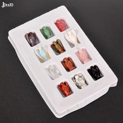 China Europe 12 Pcs Assorted Angel Gift Box 1.5 Inch Set Crystal Rose Quartz Stone Hand Carved Natural Mini Puppy Figurine Home Decoration for sale