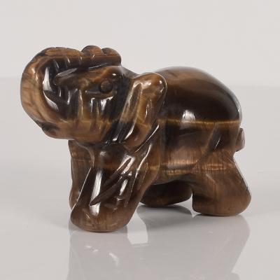 China Europe Tiger Eye Hand-carved Miniature Elephant Craft Stone Crystal Animal Statue Elephant Healing 2 Inch Home Ornaments Accessories for sale