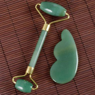 China Skin Tightening Nature Stone Jade Roller Facial Gua Sha Tool Kit Crystal Massage Roller Beauty Product For Home Use Skin Health Care for sale