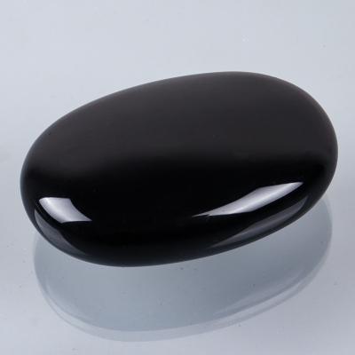 China Europe Black Obsidian Palm Stone 6*4cm Energy Stone Hand-Polished Crystal Love Healing Hot Stone SPA Massage Back Health Care for sale