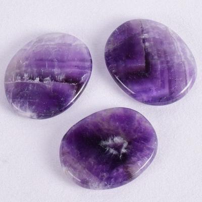 China Hot Selling Natural Amethyst Worry Stones Palm Pocket Stone Reiki Crystal 7 Chakra Balancing Gemstone Healing Set Europe for sale