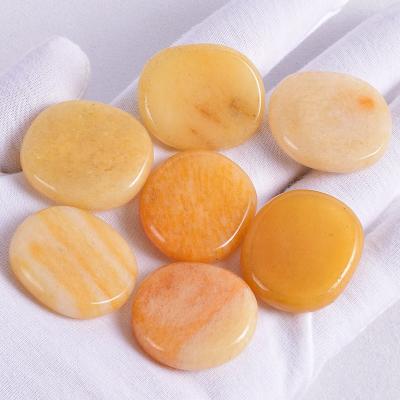 China Europe Hot Selling Worry Stones Natural Yellow Jade Polished Palm Pocket Stone Reiki Crystal 7 Chakra Balancing Gemstone Healing Set for sale