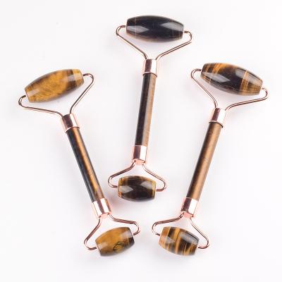 China Face 2021 Current Brown High Quality Tiger Eye Stone Jade Roller For Face Massage Brown Jade Roller For Face Massager for sale