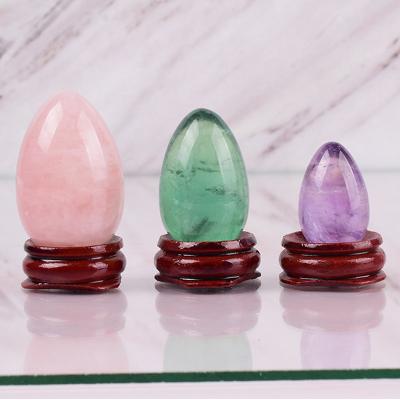 China Body Crystal Assorted Yoni Egg 3 PCs Set Hot Selling Natural Rose Stone Mineral Eggs Amethyst Massage Ball Kegel Exercise For Woman for sale