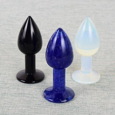 China Relax Massage Wand Glass Obsidian Opalite Crystal Massage Plug Sex Tool Men Women Relax Products Healing Emotion Toys For Relax for sale