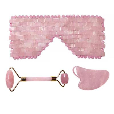 China 2021 Hot Selling Face Anti Wrinkle Protective Mask Sleeping Mask Jade Roller Face Rose Quartz Anti Aging Eye Mask for sale