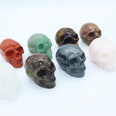 China Folk Art 2 Inch Gemstone Crystal Carved Custom Decorative Resin Natural Healing Skulls Heads For Home Decoration Carving Crafts for sale