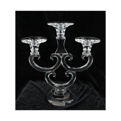 China Wholesale Simple Style 3 Head Candlestick Decoration Morden Crystal Candle Holder for sale