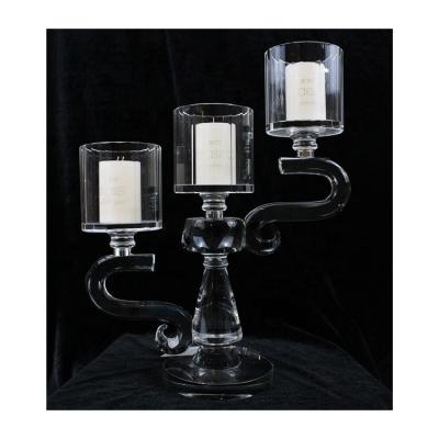 China People Art Crystal Glass Candle Holders Modern Crystal Candelabra simple for sale