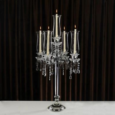 China Factory Sale Clear Candlestick Decoration 5AM Candelabra Wedding Table Centerpieces Party Decoration Crystal Candle Holder Table for sale