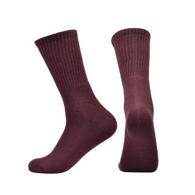 China 2022 Hot Selling Cashmere Threaded Solid Color Socks Football Sports Cotton Terry High High Socks for sale